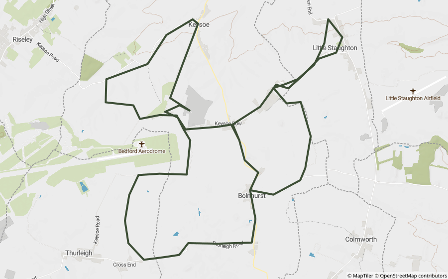 Map preview of the Cross End, Hangman's & Woodland Road Loop