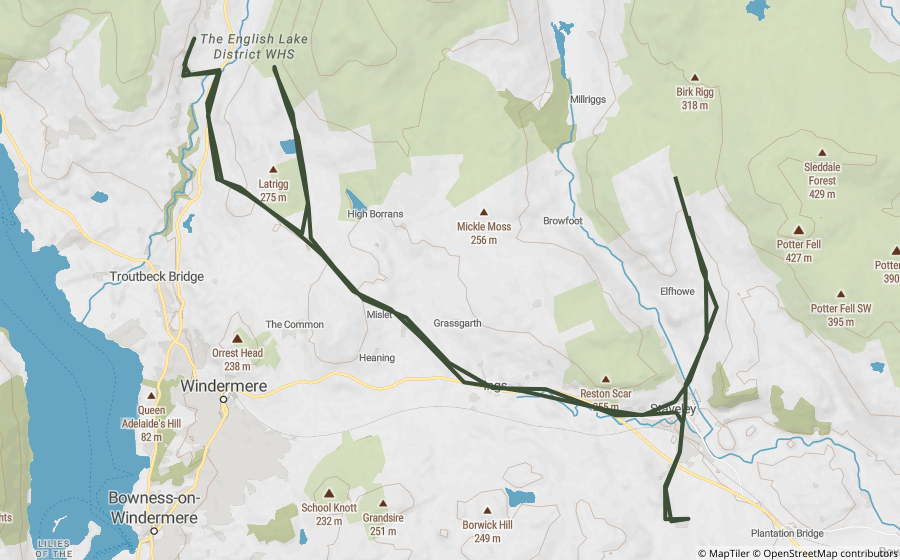 Map preview of the Hall Lane & Dubbs Road Loop