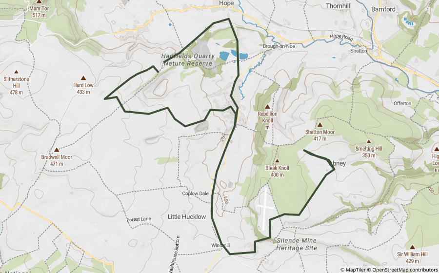 Map preview of the Pindale Road & Dirtlow Rake Loop