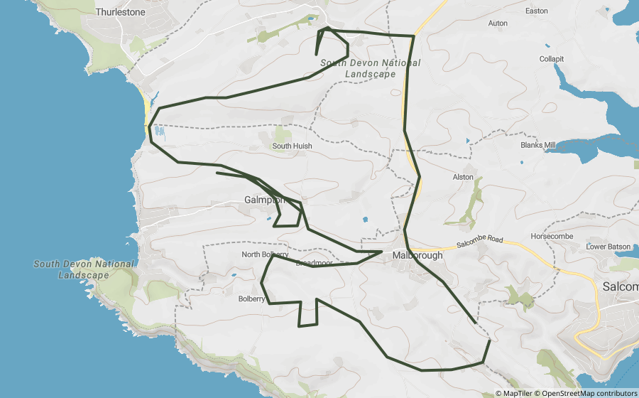 Map preview of the Kingsbridge & Dartmouth Lanes Loop