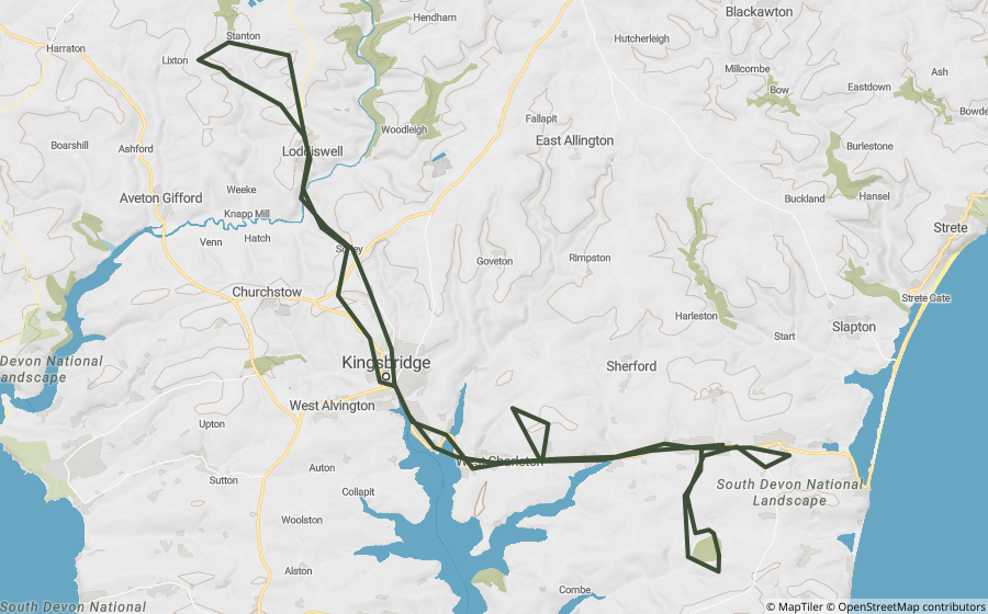 Map preview of the Slapton & Frittiscombe Lanes Loop