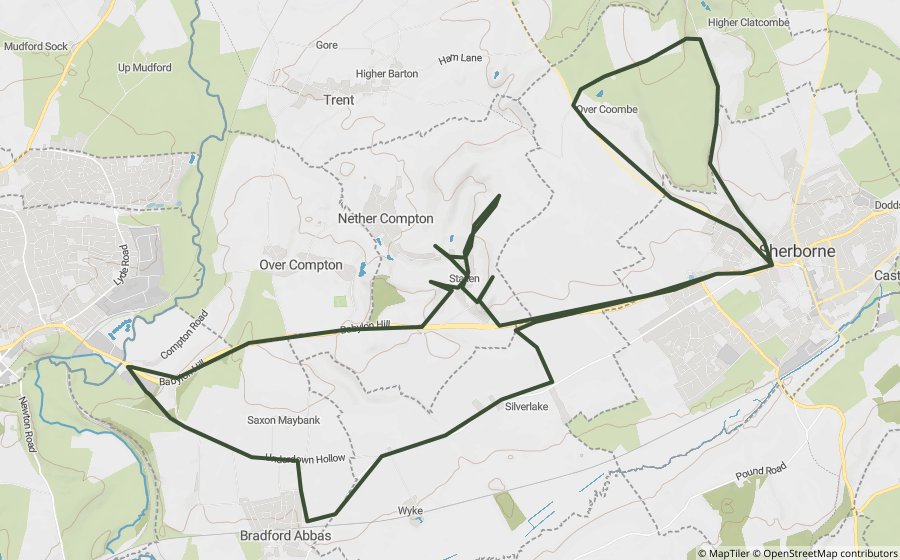 Map preview of the Sherborne & Yetminster Lanes Loop