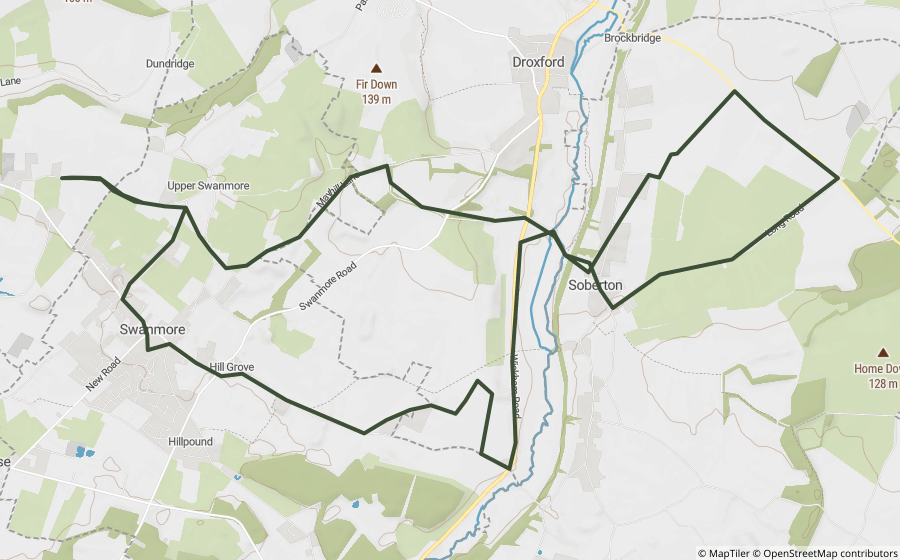 Map preview of the Hambledon Lanes Loop