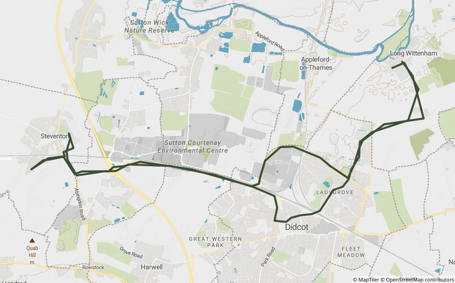 Map preview of the Wantage & Grove Lanes Loop