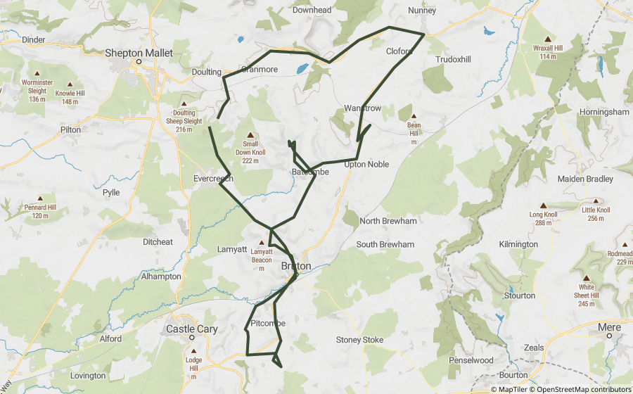 Map preview of the Bruton Lanes Loop