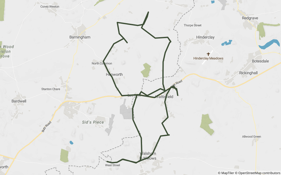 Map preview of the Woolpit & Rattlesden Lanes Loop