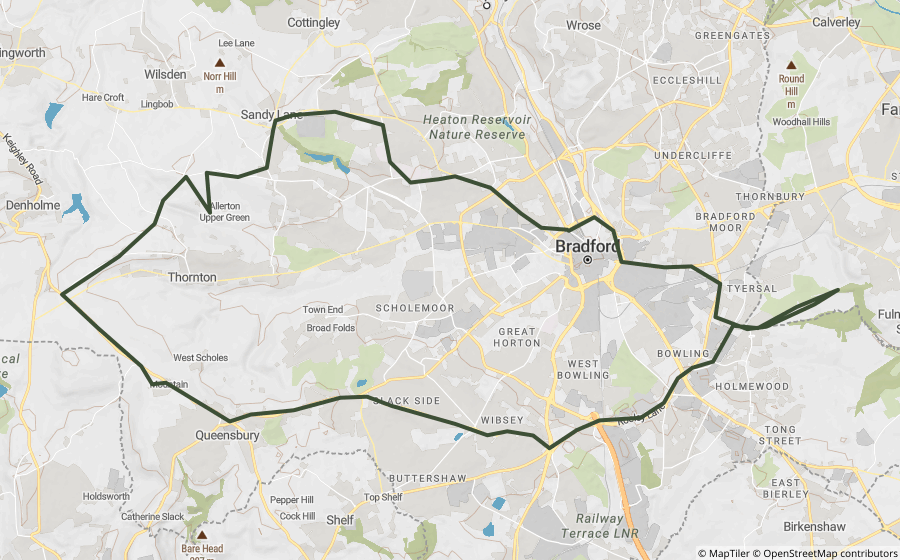 Map preview of the Bradford Lanes Loop