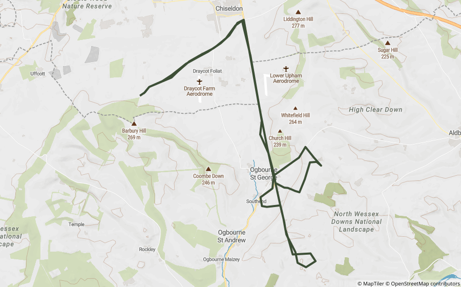 Map preview of the Marlborough Downs Ridgeway Loop
