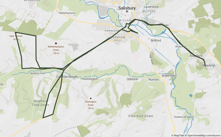Map preview of the Shaftesbury Drove Loop